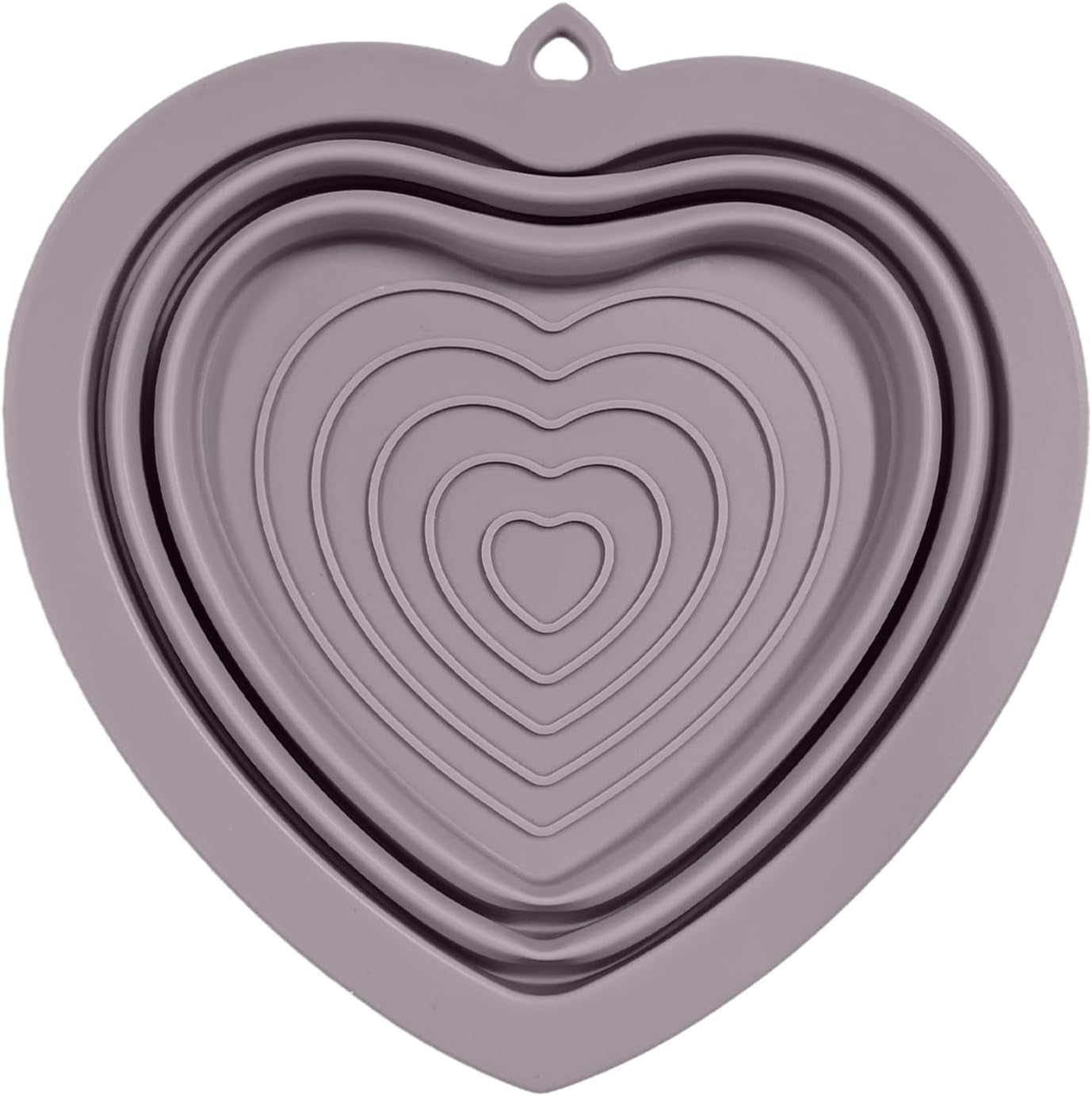 Fold Dog Bowls Silicone Love Shape, Portable Pet Feeding Watering Dish for Walking Parking Traveling(Dark Purple)