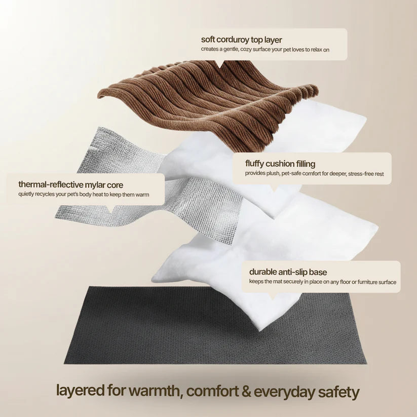 Self-heating pet mat